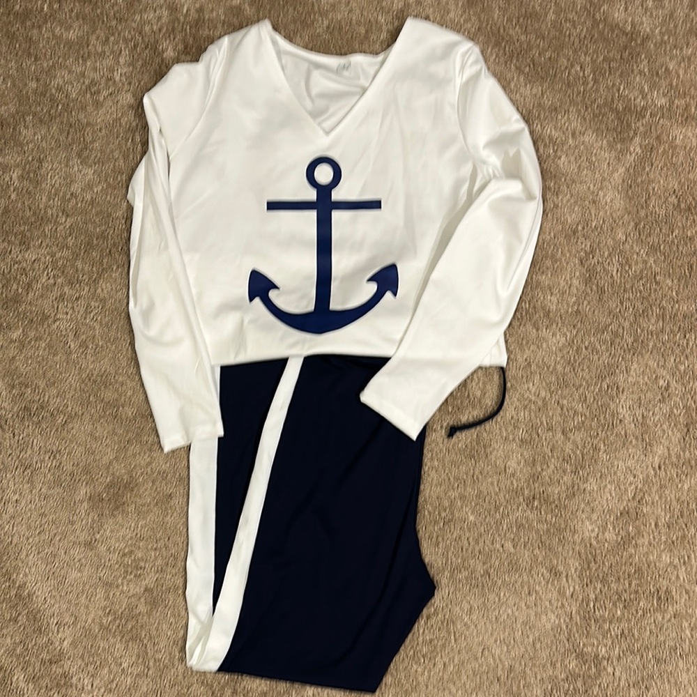 Nautical Navy pant set anchor top size S